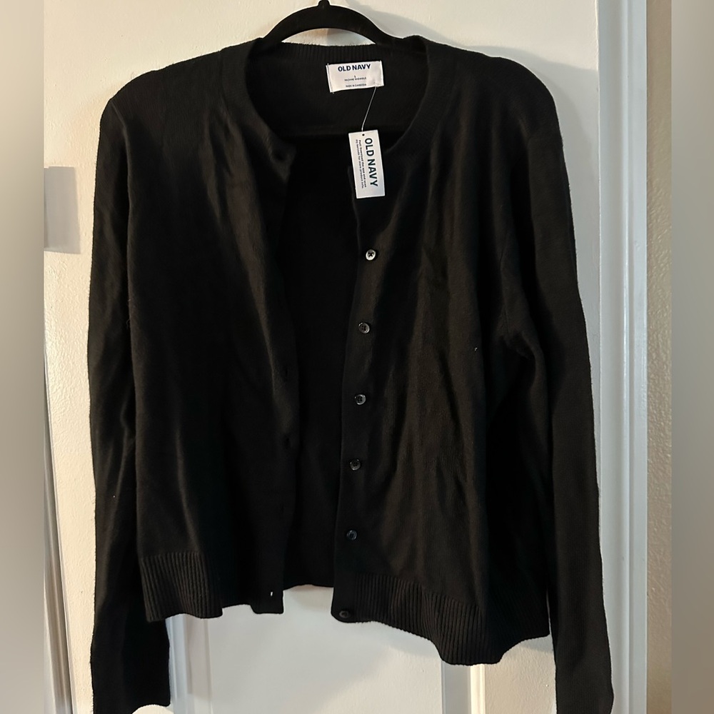 Old Navy crew cardigan black, size Large, button down.